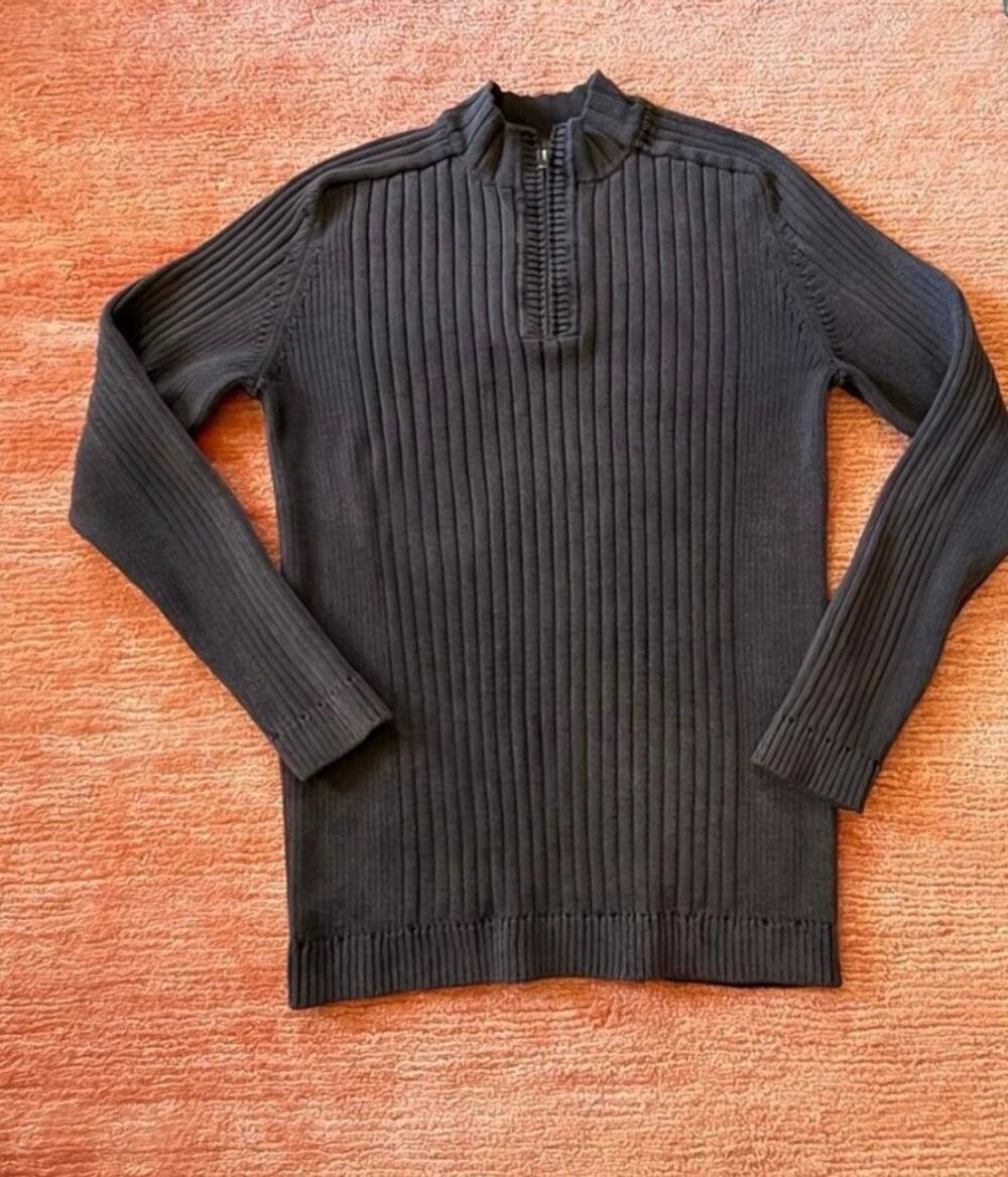 Vintage Men’s Catawba Roundtree & Yorke Washed Charcoal Quarter Zip Sweater 2XT